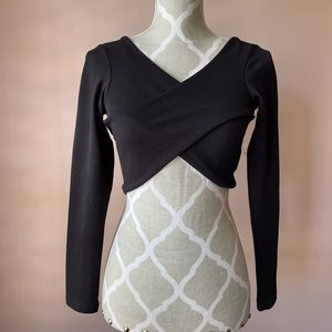 Wrap front black crop top